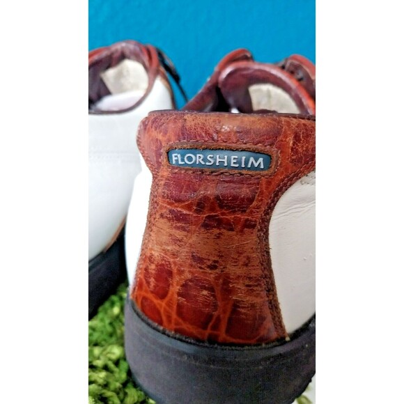 Florsheim Spikeless White/Brown Magneforce Golf Shoes Size 9.5 Men's - Picture 7 of 11